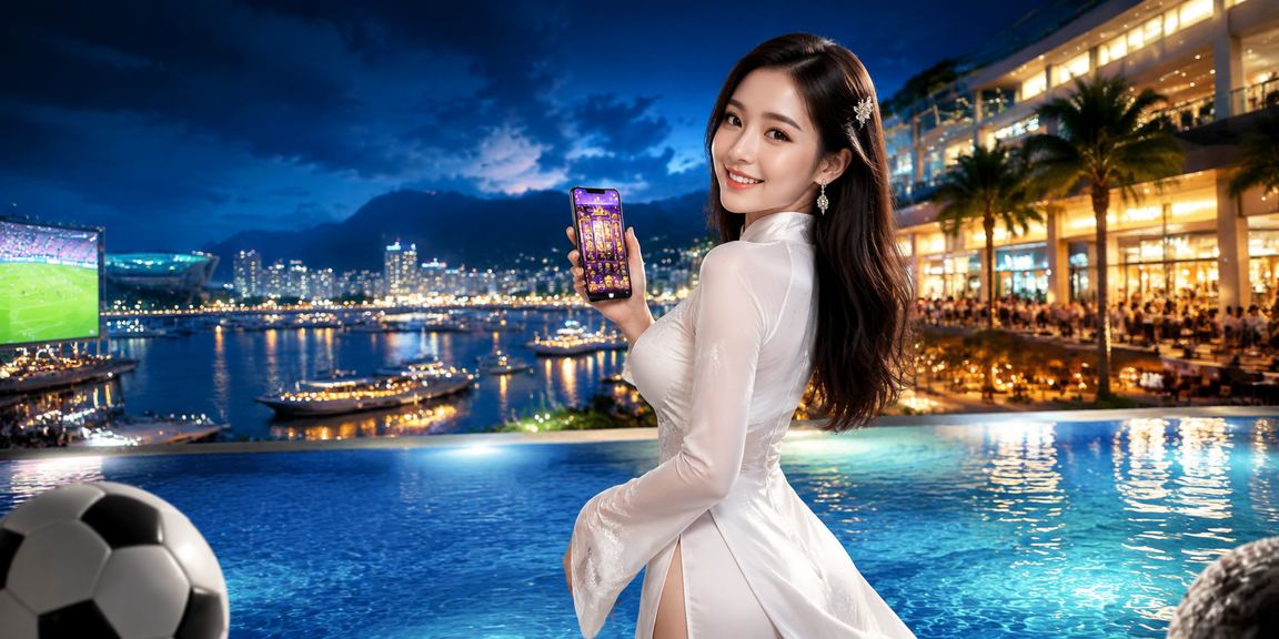 Người dùng chơi slot game trên điện thoại tại Nha Trang với trang phục áo dài